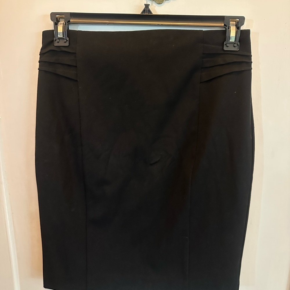 Express Black Pencil Skirt with Side Pleat Accents